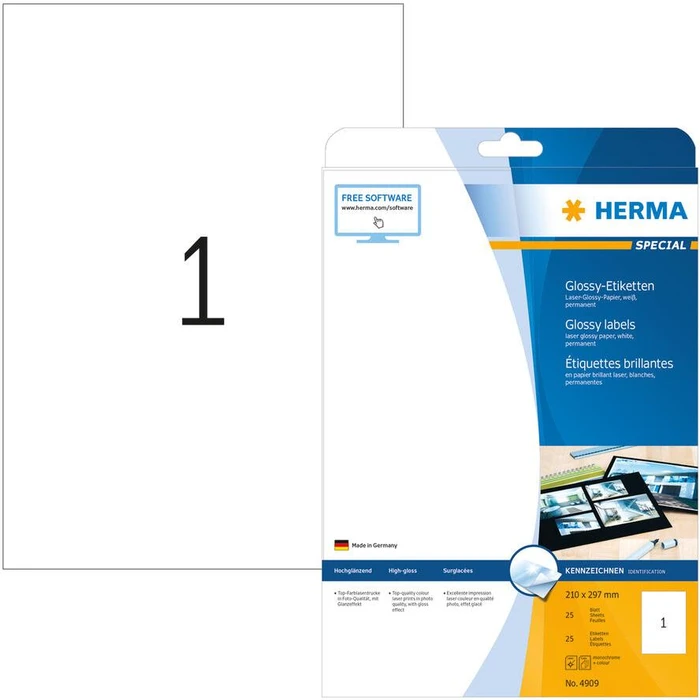Ετικέτες Herma labels A4 White 210x297 mm glossy. 25 pcs