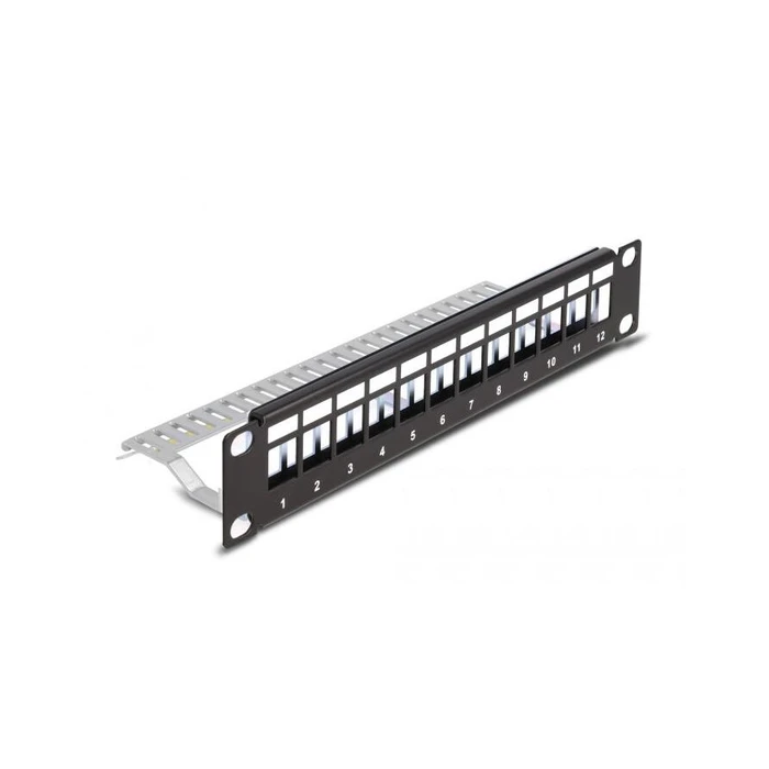 Patch Panel Delock 10" Keystone 12 Port Entl.schiene 1HE schw