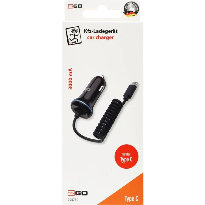 Φορτιστής Αυτοκινήτου 2GO 12V/24V - Black USB Type-C 3.1 3000mA