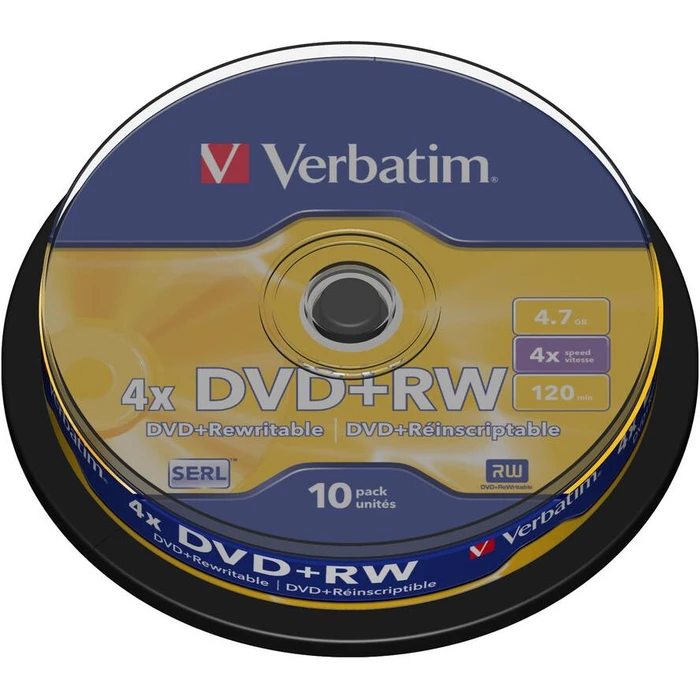 DVD+RW Verbatim 4,7GB 10pcs Pack 4x Spindel silver retail