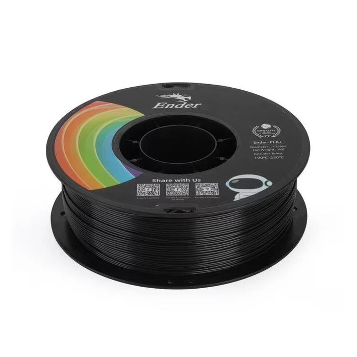 3D Printer Filament Creality EN-PLA+ Black, Ender Tensile Str. 34MPA, Bending 77MPa, 1 kg Spool1.75