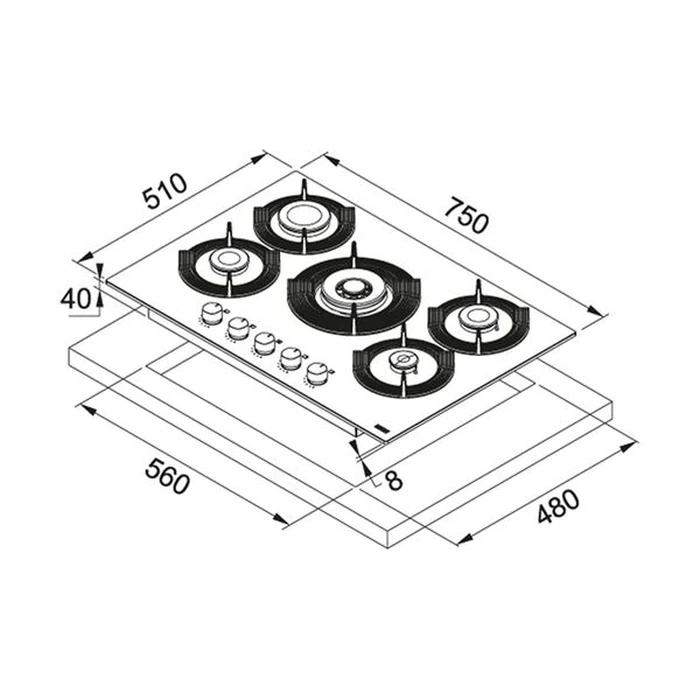 Εστίες Υγραερίου Franke Maris Free by Dror FHMF 755 4G DC C WH