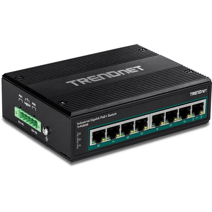 Network Switch Trendnet 8-Port Indus. Gigabit PoE+ DIN-Rail (24-56V)