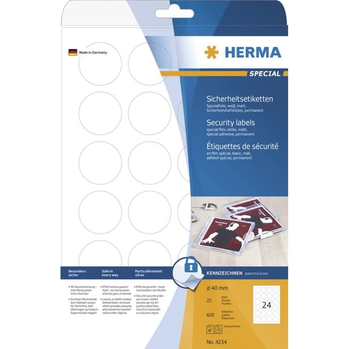Ετικέτες Herma security labels White 40 mm round foil 600 pcs