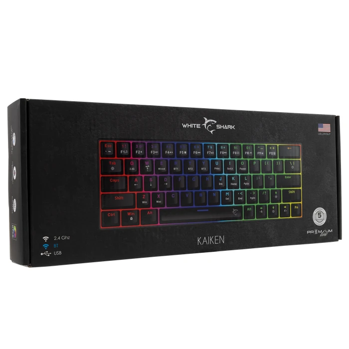 Gaming Πληκτρολόγιο Ασύρματο White Shark BT/TYPE-C Mechanical RED SWITCH GK-003111 US Black