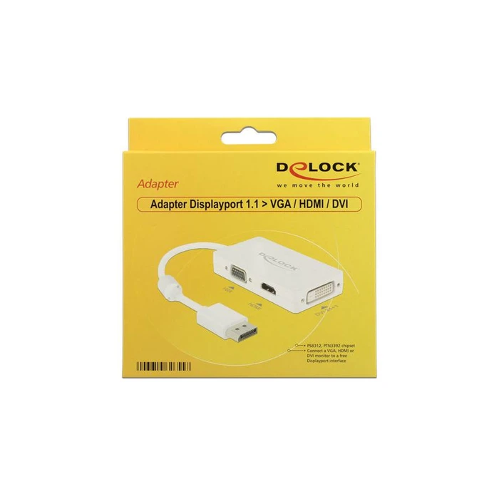 Αντάπτορας Displayport Delock DP -> D-Sub15/HDMI/DVI M/F white