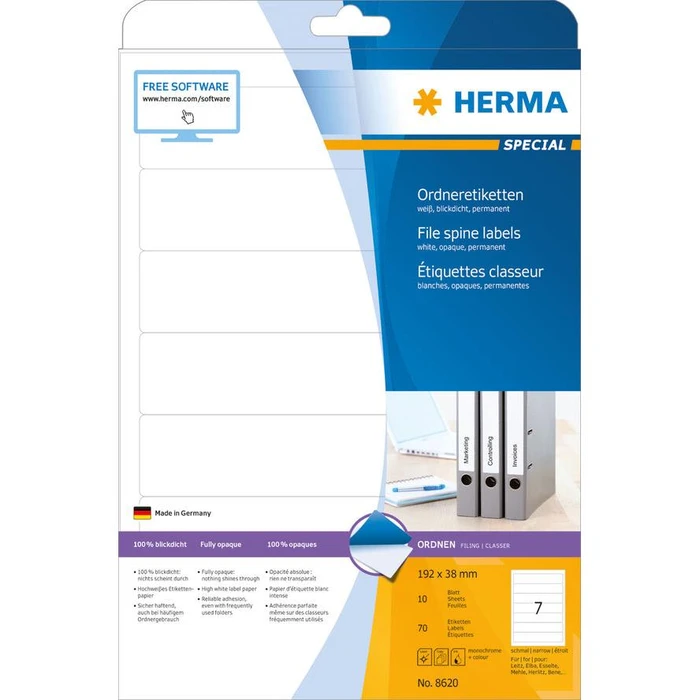 Ετικέτες Herma file labels A4 White 192x38 mm opaque 70 pcs.