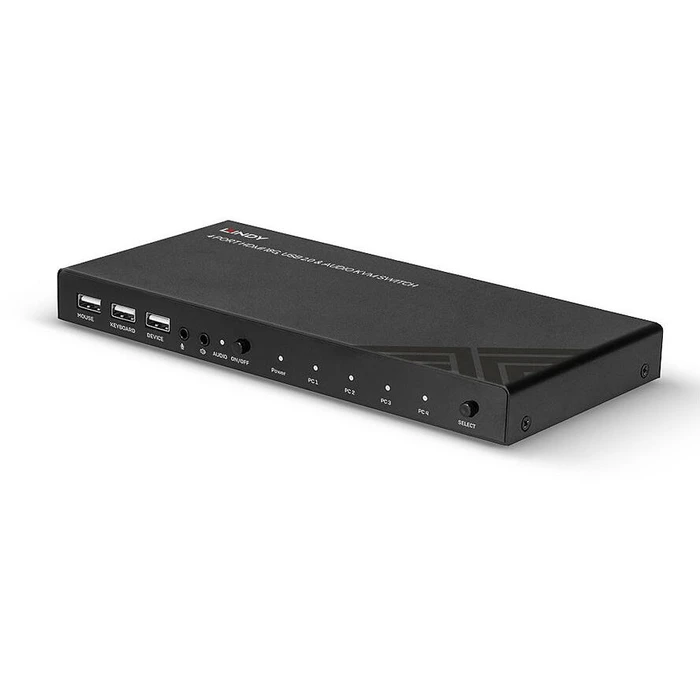 KVM Switch Lindy 4 Port HDMI 18G, USB 2.0 & Audio