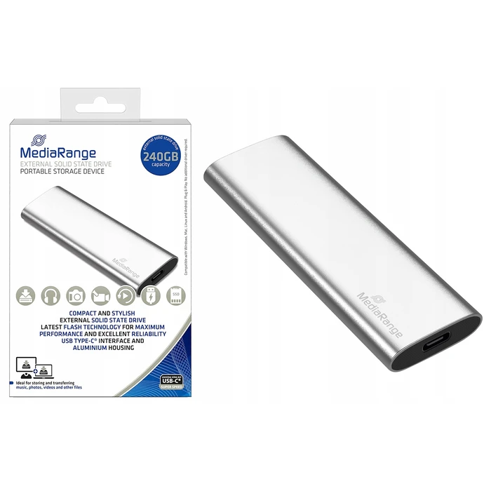 Εξωτερικός Σκληρός Δίσκος 240GB MediaRange SSD Festplatte 3.2Gen2 USB Type-C