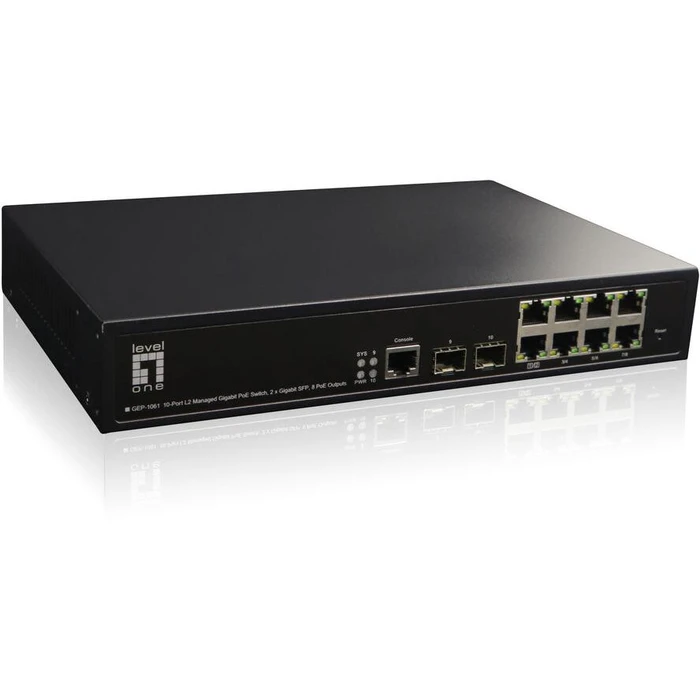 Network Switch LevelOne 10x GE GEP-1061 2xGSFP 125W 8xPoE