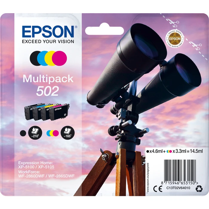 Μελάνι Epson 502 Multipack - 4-pack - Black, yellow, Cyan, Magenta - original