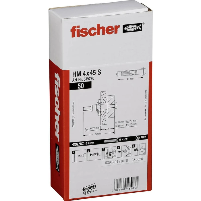 Ούπα Fischer Metal Cavity Fixing HM 4x45 S 50 pcs.