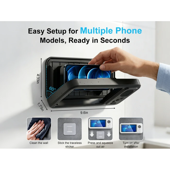 XO F80 Waterproof Shower Phone Holder with Bluetooth Speaker