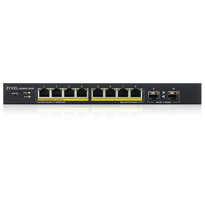 Network Switch Zyxel 8x GS1900-10HP GbE L2 POE+ /+2 SFP slots