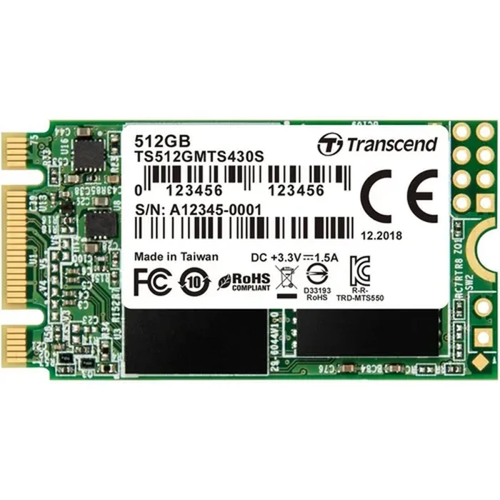 Σκληρός Δίσκος M.2 SSD 512GB Transcend MTS430S (2242) 3D NAND, SATA3