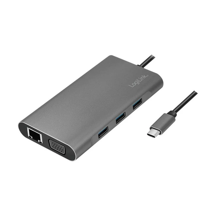Docking Station Logilink USB 3.2 Gen1,USB-C, 10-Port,PD,silb.