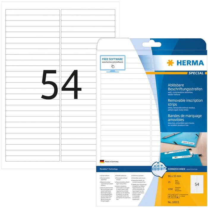 Ετικέτες Herma removable Strips A4 96x10 mm White 1350 pcs.