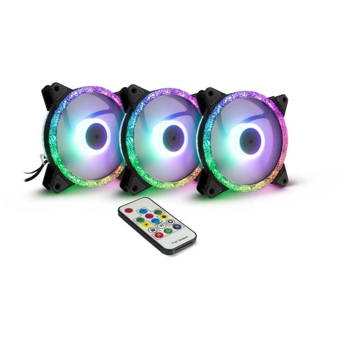 Case Fan 12cm Inter-Tech 120*120*25 ARGUS RGB-FAN SET RS-07, 3X LED retail