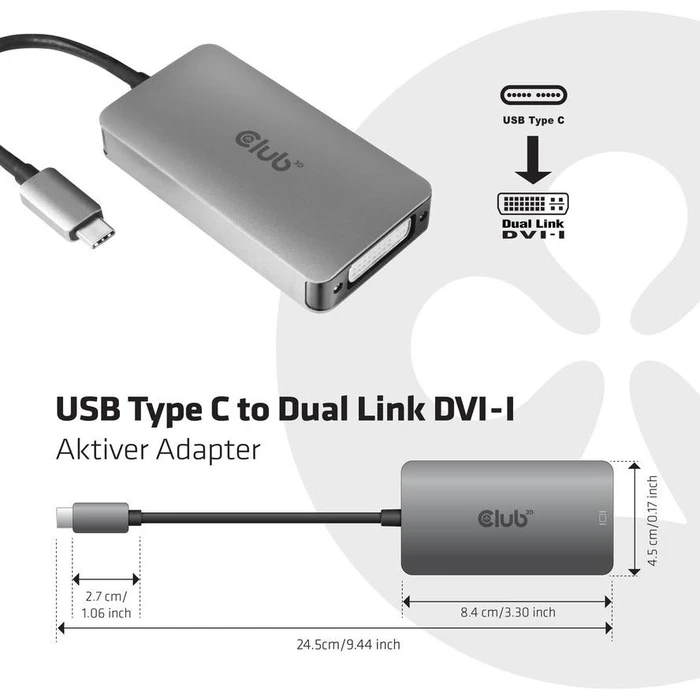 Αντάπτορας USB Club3D 3.2 Typ C > DVI-D active male / female