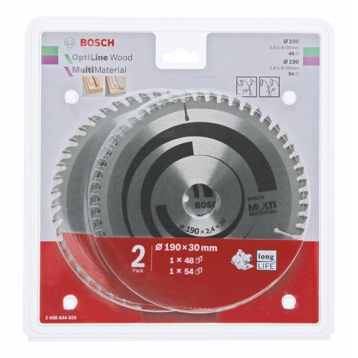 Δίσκοι Κοπής Bosch 1x Optiline Wood + 1x Multi Material Saw Blade Set