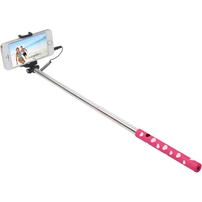 Selfie Stick Ultron cable mini Hot Shot pink white heart