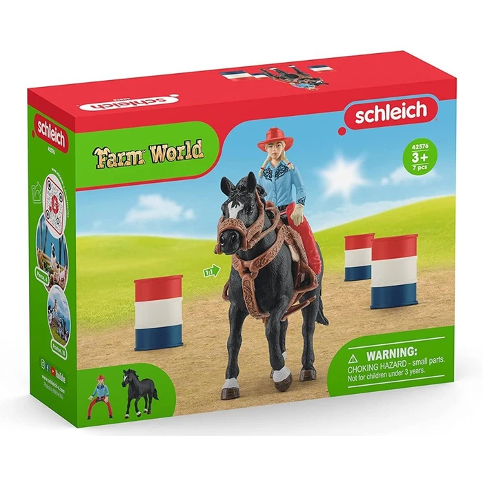 Μινιατούρα Schleich Farm World 42576 Barrel Racing mit Cowgirl