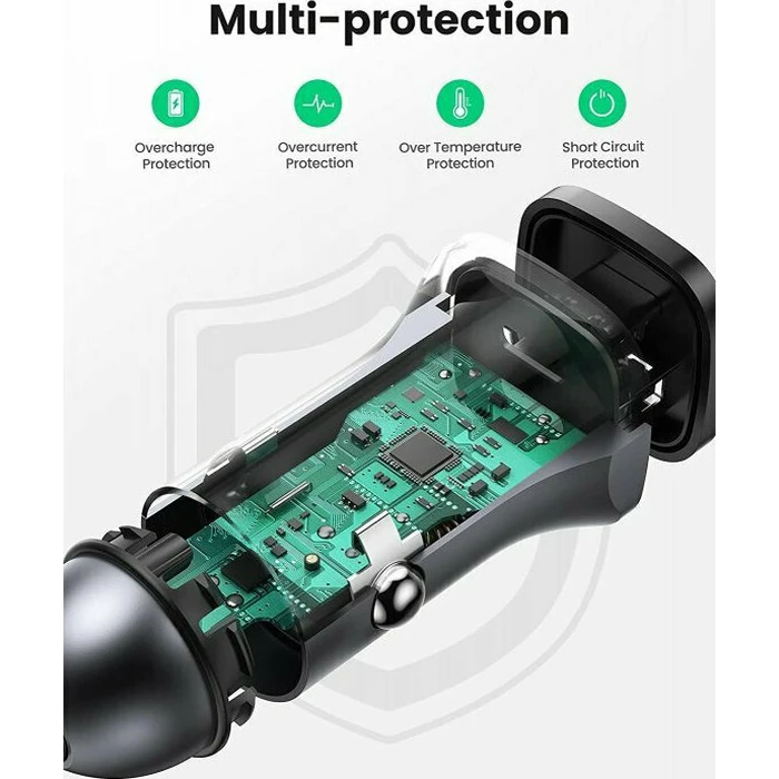 Φορτιστής Αυτοκινήτου Ugreen USB-C PD+USB-A QC 24W Fast Gray