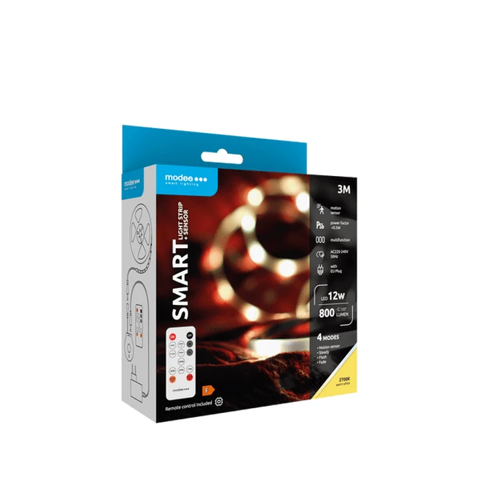 Modee Lighting Smart Ταινία LED 12W IP20 με Τηλεχειριστήριο και Αισθητήρα 2700K 800lm 3m