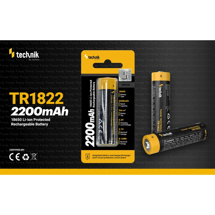 Technik Rechargeable Battery 18650 TR1822 2200mAh 3.7V B1