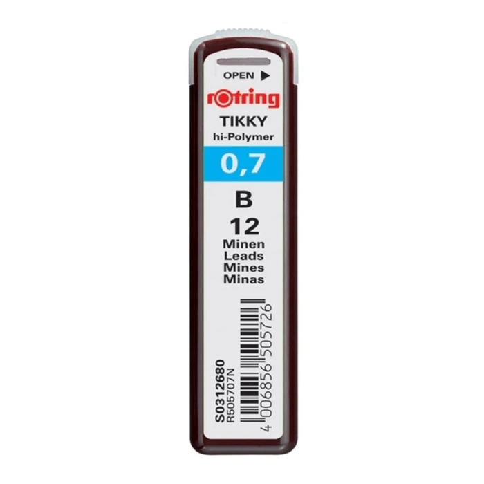 Μύτες Μηχανικών Μολυβιών Rotring fine lead Dose 12pieces 0,7 B