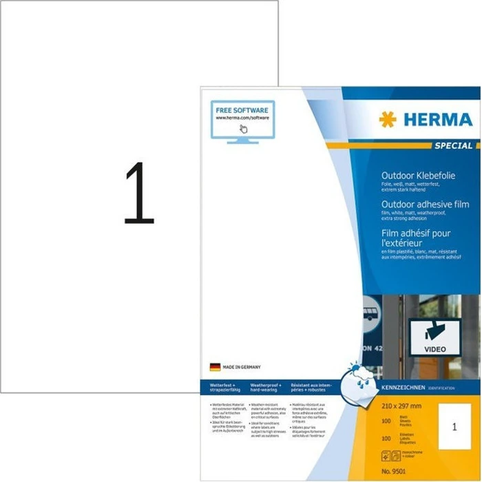 Ετικέτες Herma Outdoor Adhesive Film 9501 210x297 50 sheets 50 pcs.