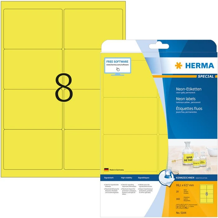 Ετικέτες Herma A4 neon-yellow 99,1x67,7 mm 160 pcs.