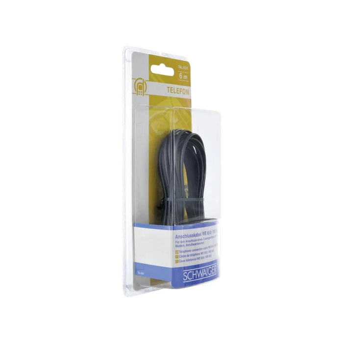 Καλώδιο Τηλεφωνικό Schwaiger TAE RJ11 -> RJ11 6P4C 6m black flach