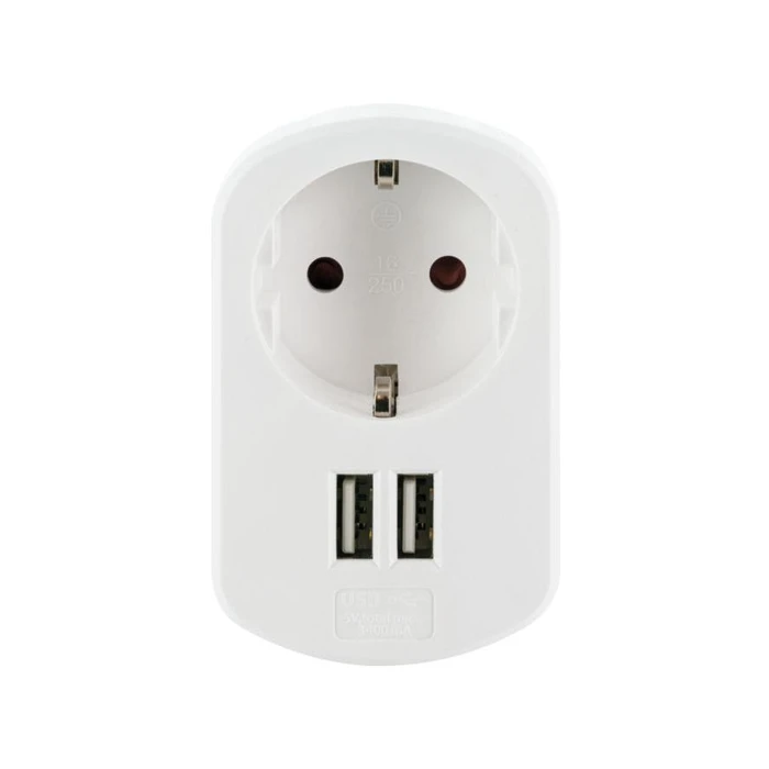 Φορτιστής Πρίζας Schwaiger USB charging adapter 230V with socket white