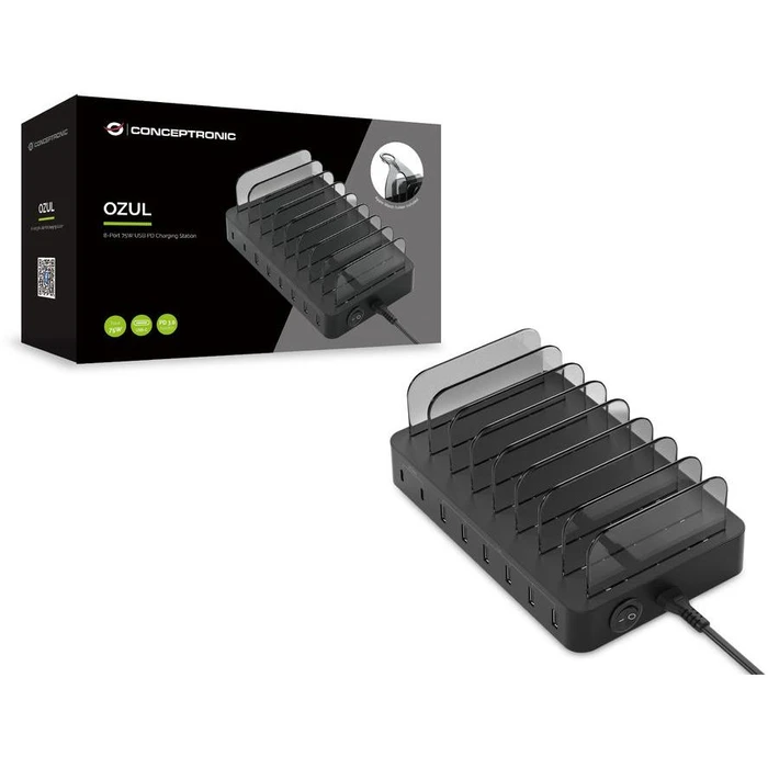 Φορτιστής Πρίζας Conceptronic 8Port 75W,2xUSB-C/6xUSB-A PD Desktop