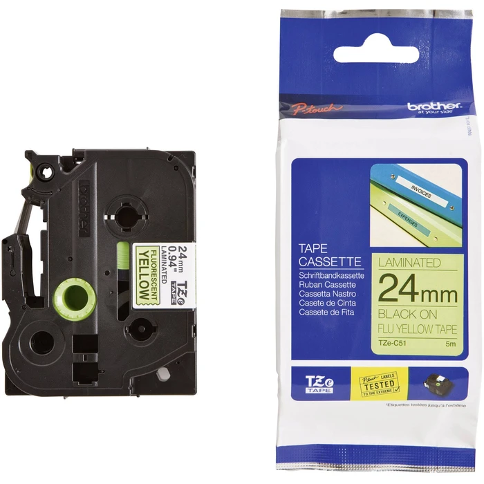Ταινία Ετικετογράφου Brother P-Touch TZe-C51 - 24mm x 5m - Black on Yellow