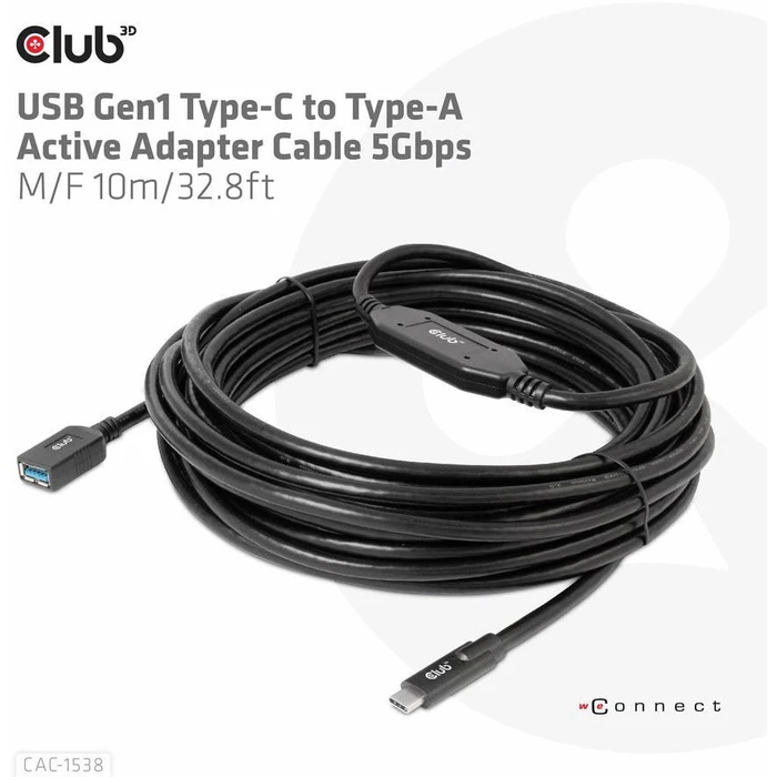 Καλώδιο USB Club3D 3.2 Typ C <> Typ A 5Gbps St/Bu 10m retail