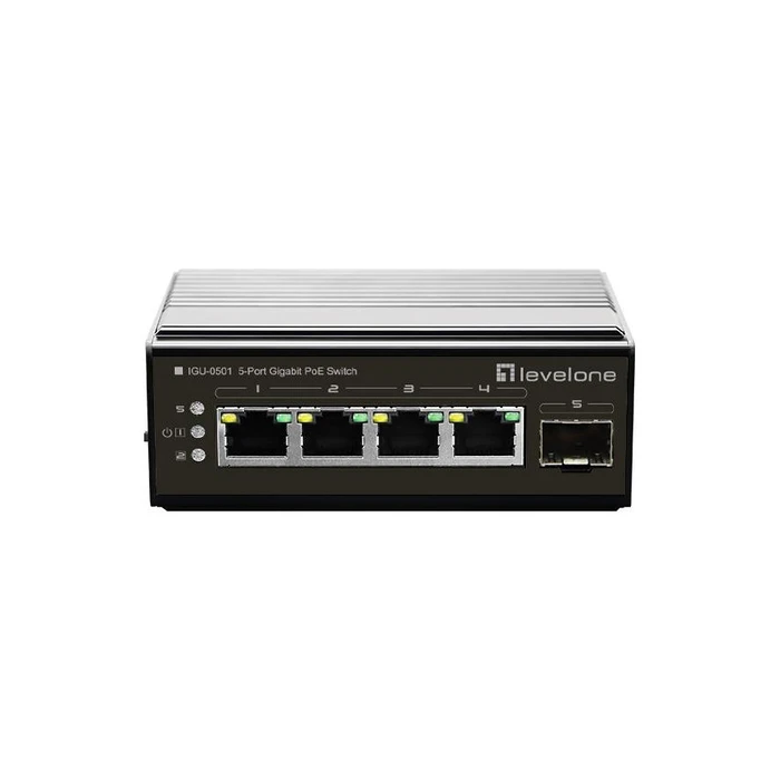 Network Switch LevelOne 5Port Gigabit PoE DIN-Rail,-30°C to 65°C