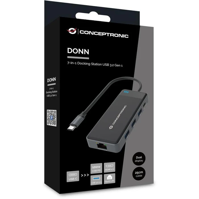 Docking Station Conceptronic USB-C->2xHDMI,GbE,PD,3xUSB3.0 0.25 gr