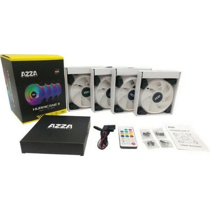 Case Fan 12cm Azza Hurricane II ARGB 4-in-1 set + RF Rem