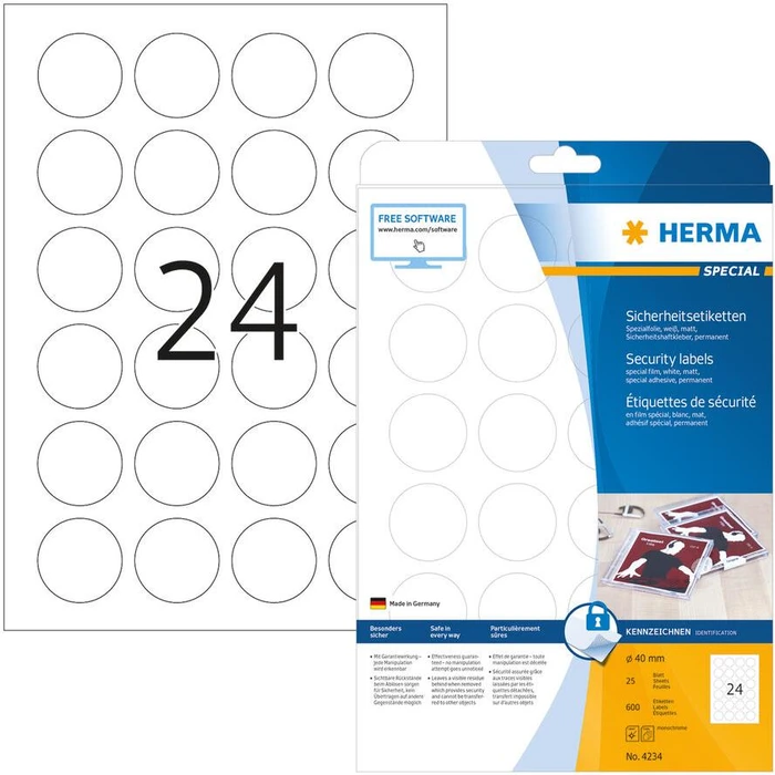 Ετικέτες Herma security labels White 40 mm round foil 600 pcs