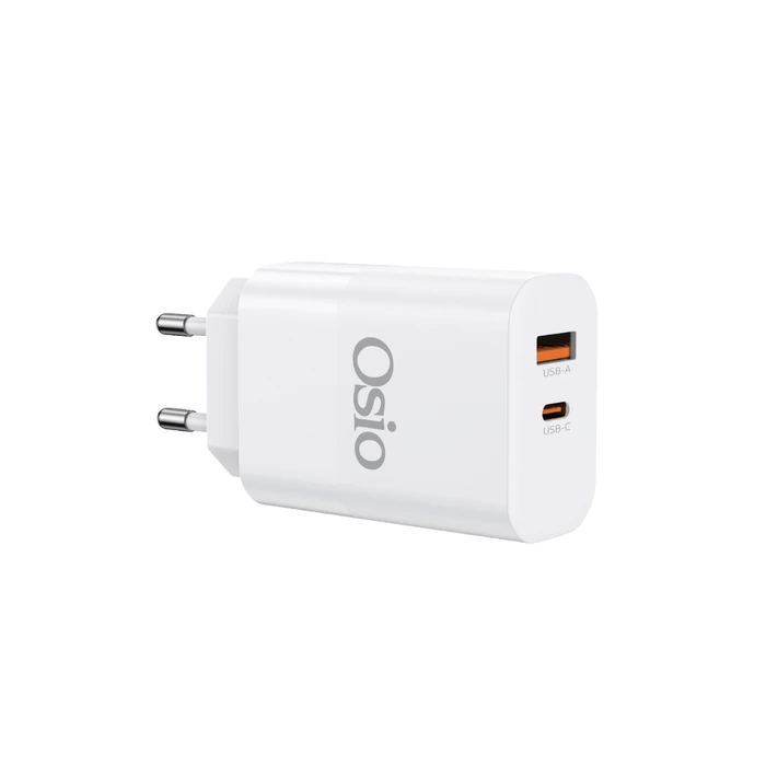 Osio Ταχυφορτιστής Ρεύματος GaN 65W με USB-A & USB-C (Λευκό) - OTU-5965W