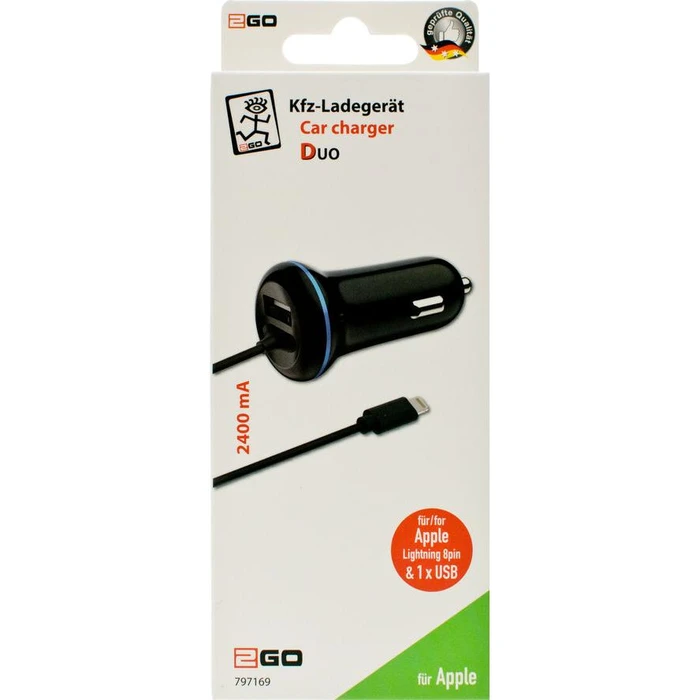 Φορτιστής Αυτοκινήτου 2GO USB- Lightning 12V/24V 2,4A, Black