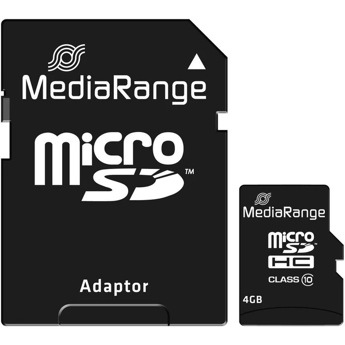 Κάρτα Μνήμης microSD 4GB MediaRange SD CL.10 inkl. Adapter