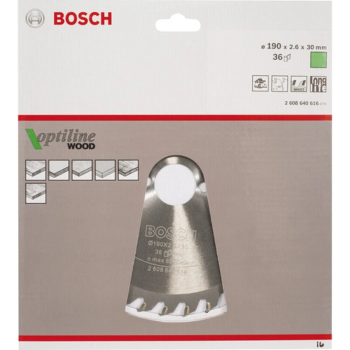 Δίσκος Κοπής Bosch Circ. Saw Blade OP WO H 190x30-36