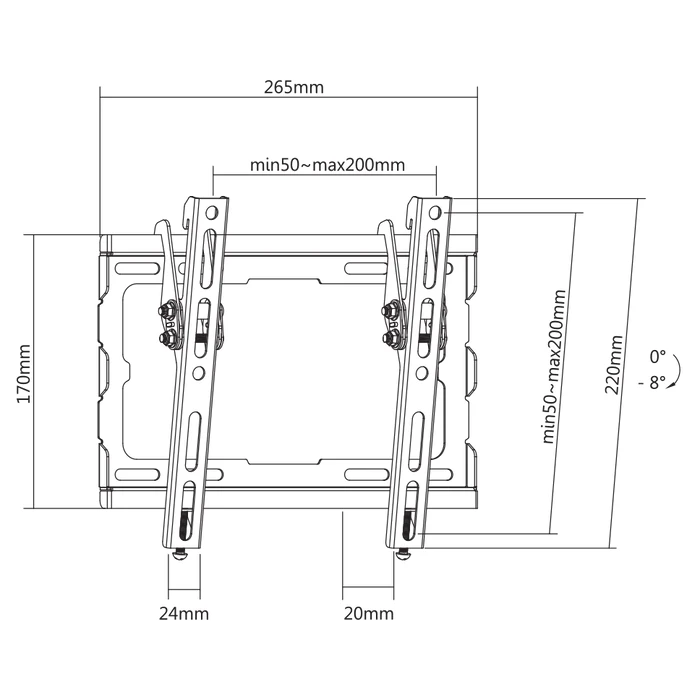 Βάση Τηλεόραση Sbox Wall Mount with TILT 23' - 43' VESA 200x200 MAX