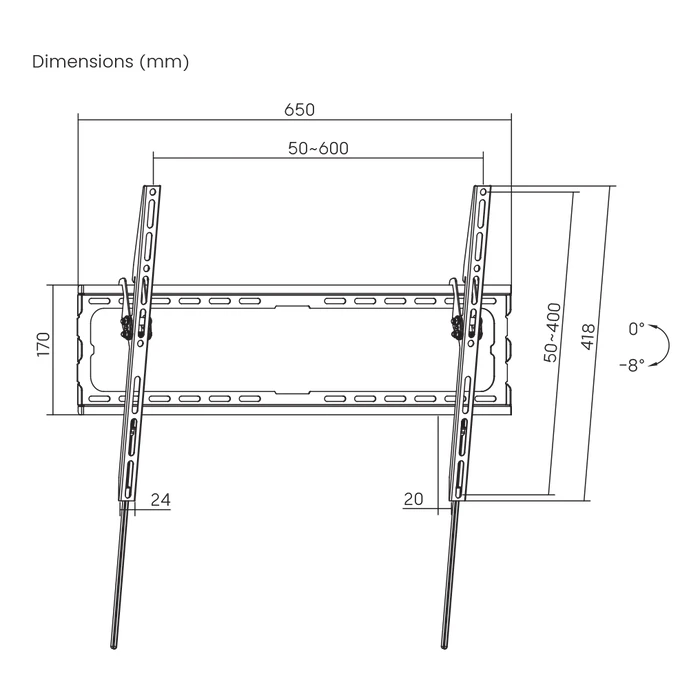 Βάση Τηλεόραση Sbox Wall Mount 37' - 80' /94 - 203CM VESA 600x400 MAX