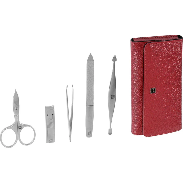 Αξεσουάρ Νυχιών Zwilling TWINOX Asian Competence Neat's leather case, red, 5 pc.