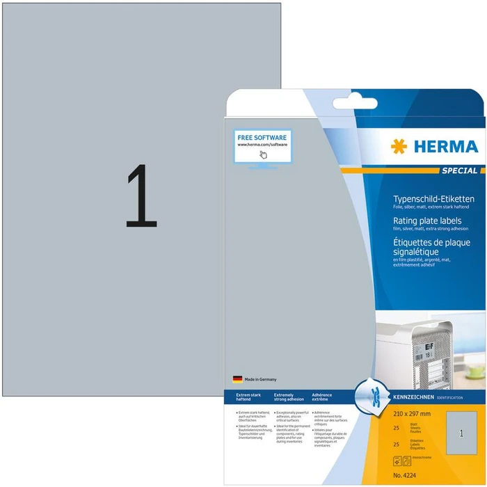 Ετικέτες Herma nameplate A4 silb. 210x297 mm foil 25 pcs