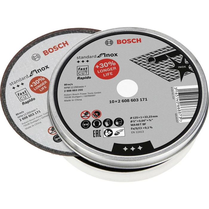 Δίσκοι Κοπής Bosch cutting disk straight for Inox Rapido in Dose 10x125,1mm